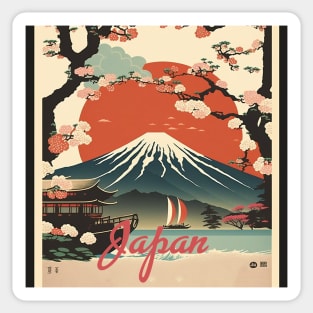 Japan Cherry Blossom Vintage Travel Art Poster Sticker